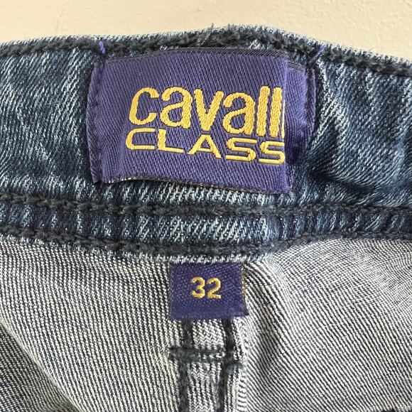 Class Roberto Cavalli Medium Wash Blue Distressed Skinny-Leg Jeans High Rise 32 - Picture 7 of 8